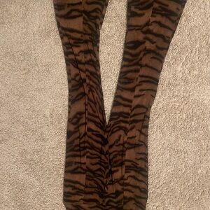 Norma Kamali Brown Tiger Print Trousers